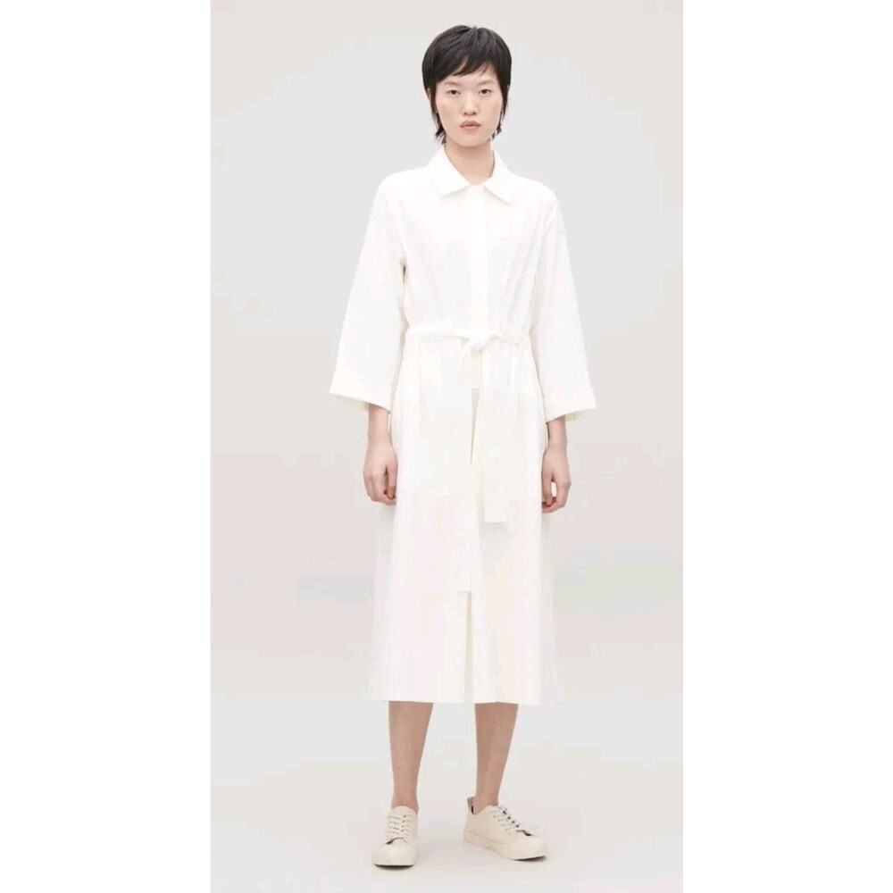 COS White Shirt Dress with Tie Waist
